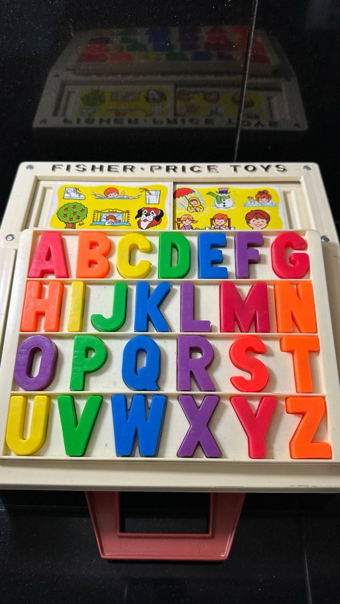 Complete Fisher-Price Vintage School Toy With Magnetic Letters #s And Cards 2