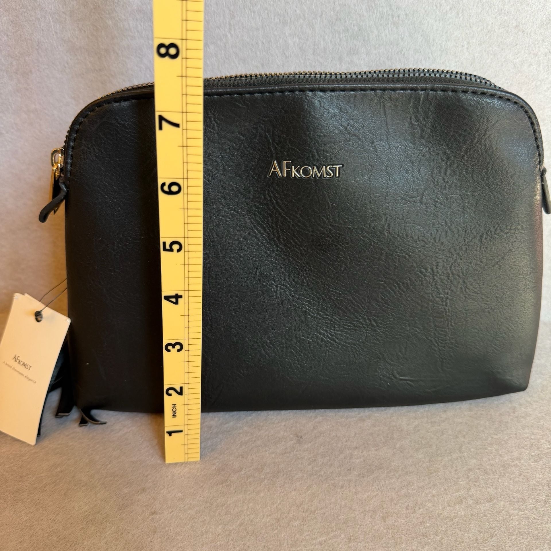 Afkomst Black Faux Leather Cosmetics Pouch Travel Bag New With Tags 3
