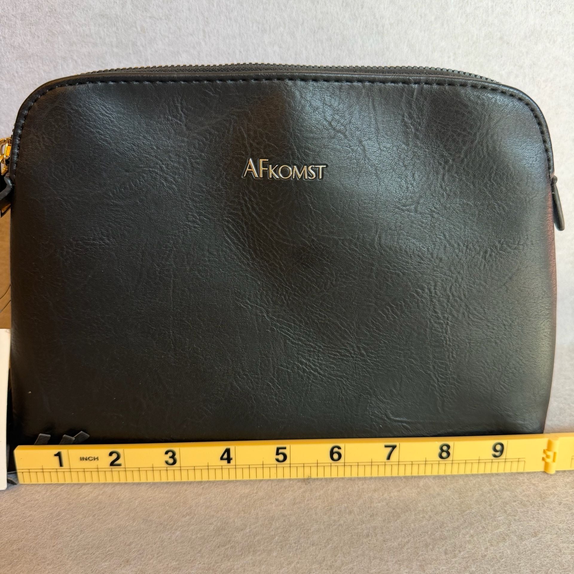 Afkomst Black Faux Leather Cosmetics Pouch Travel Bag New With Tags 4