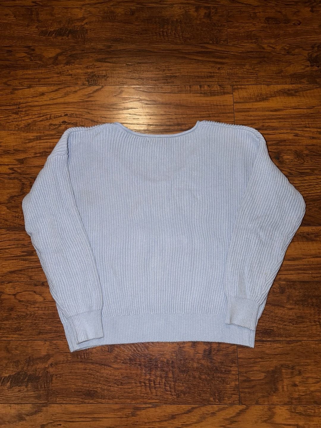 Abercrombie & Fitch V-Neck Ribbed Cotton Sweater Size M Light Blue 6