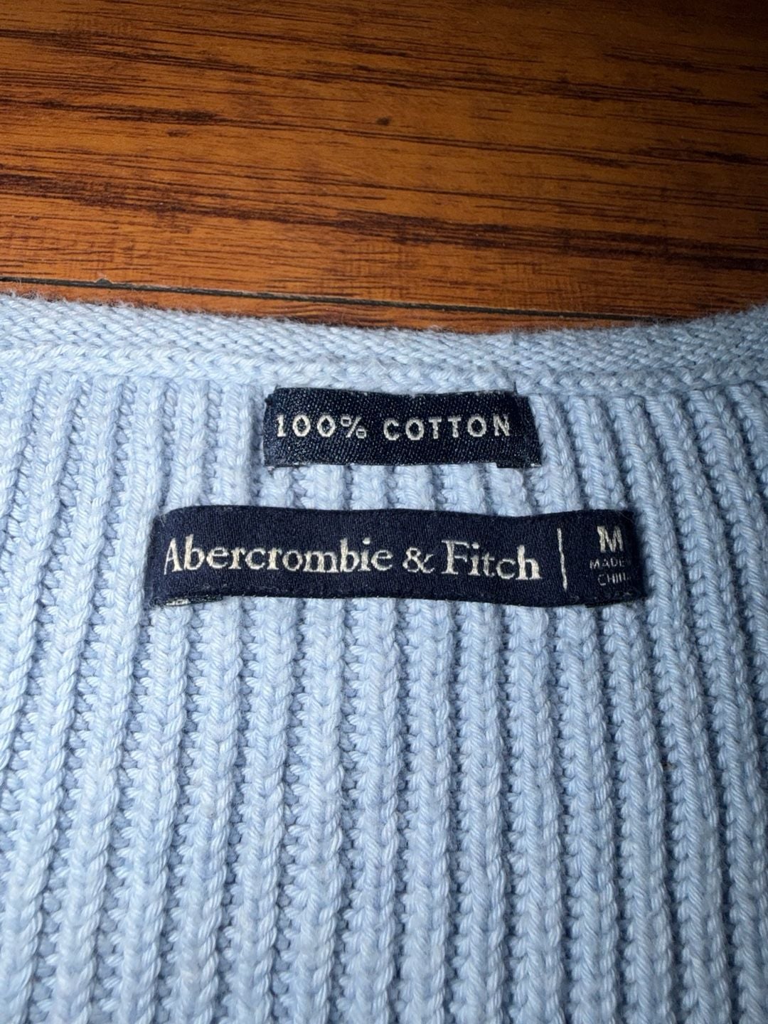 Abercrombie & Fitch V-Neck Ribbed Cotton Sweater Size M Light Blue 7