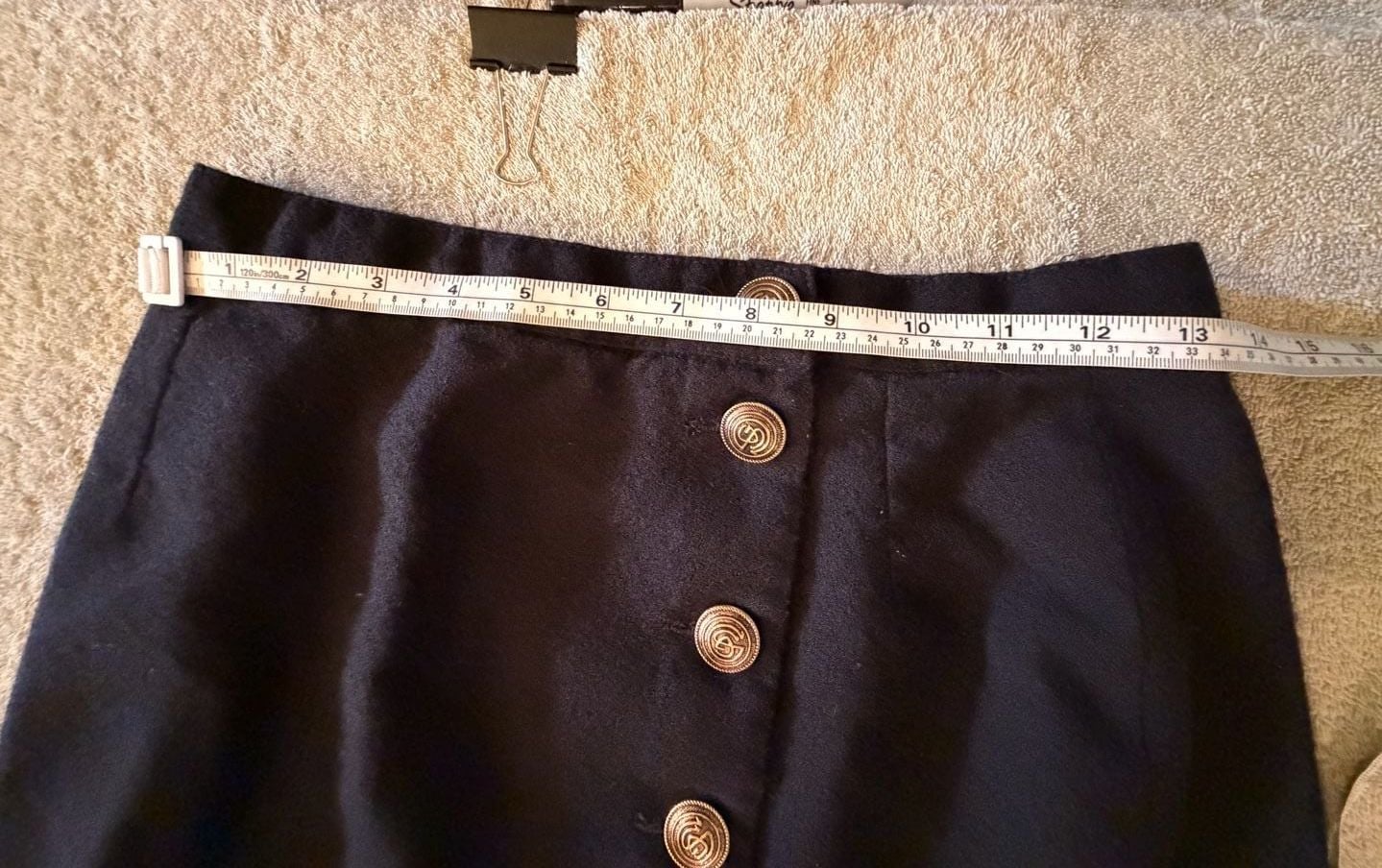 VTG Sergio Sant' Angelo Black 100% Wool Button Front Skirt Golden Collection 5