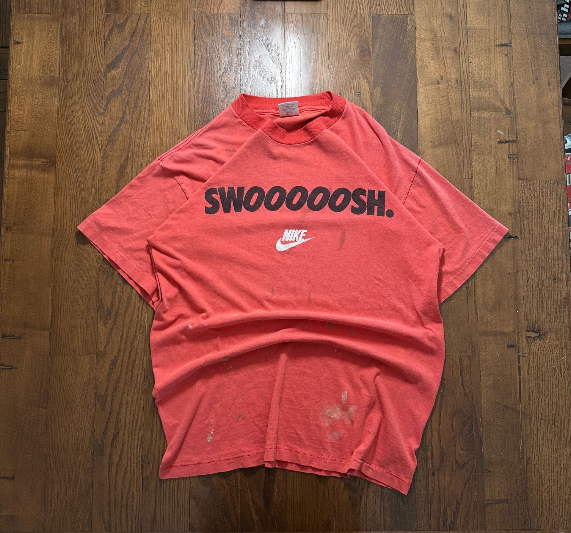 Vintage Nike Swoooooosh single stitch T-Shirt Size L Red Graphic Made In USA 2