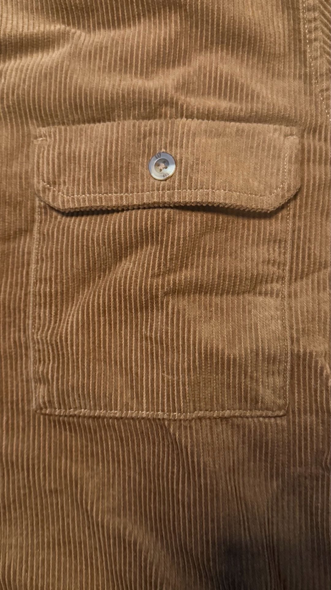 Gap Corduroy Button Down Shirt Size Medium Brown Long Sleeve Pocket 4