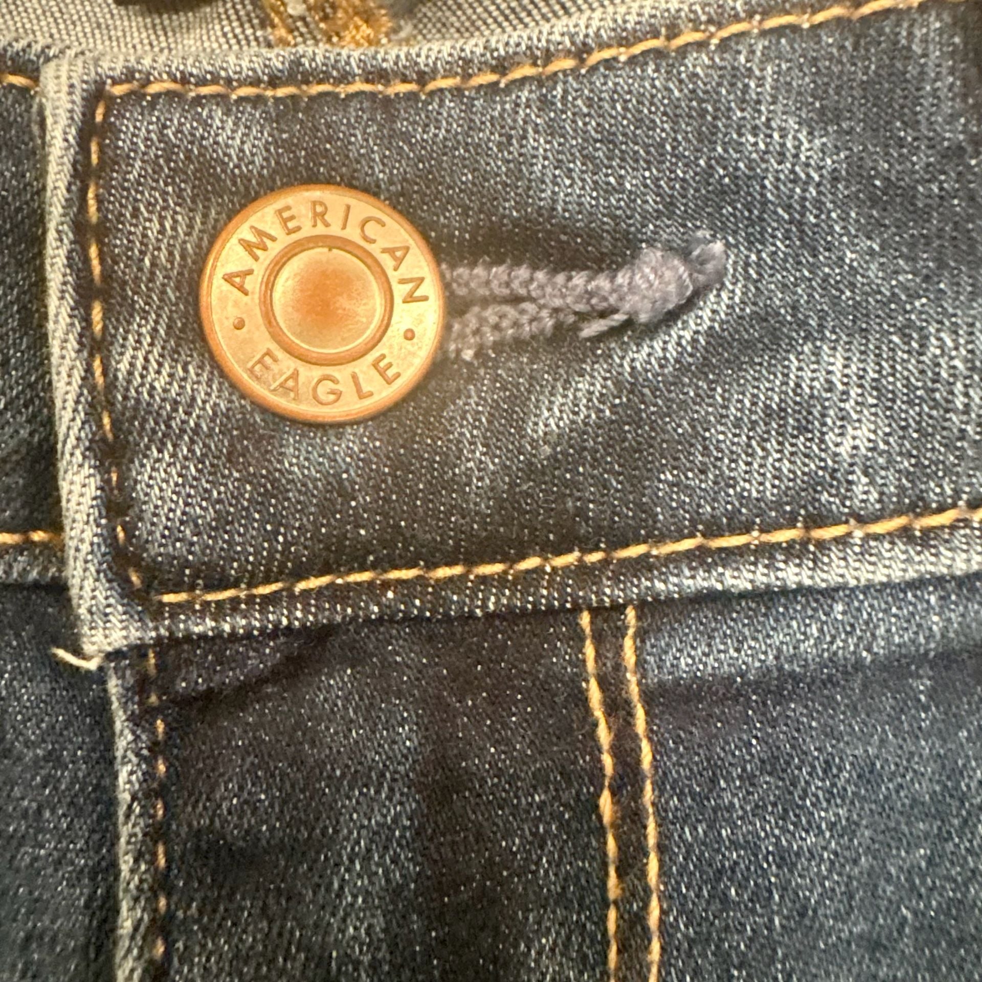 American Eagle Kick Bootcut Jeans Size 8 X Short High Rise Raw Hem Stretch Blue 10