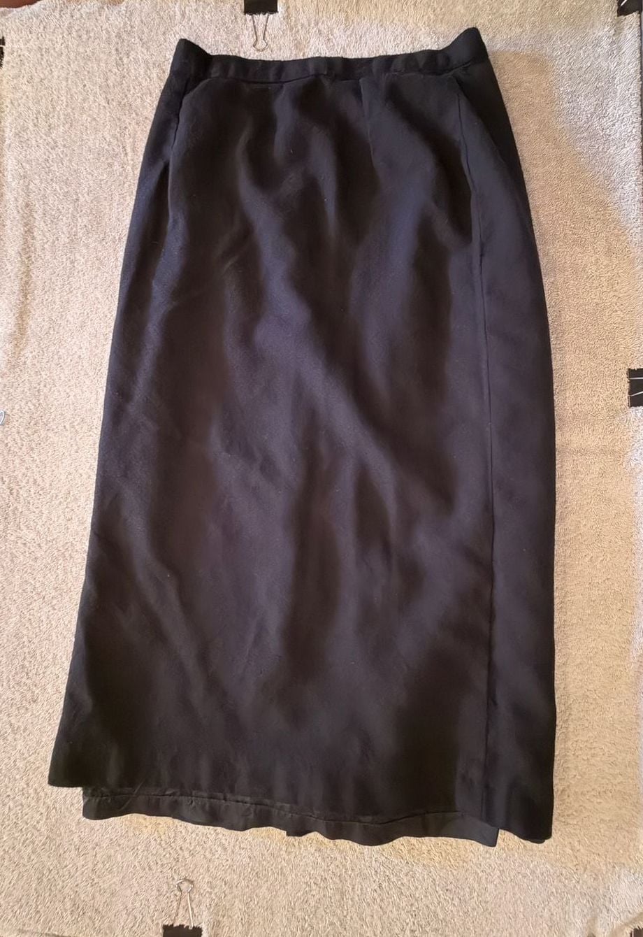 VTG Sergio Sant' Angelo Black 100% Wool Button Front Skirt Golden Collection 8