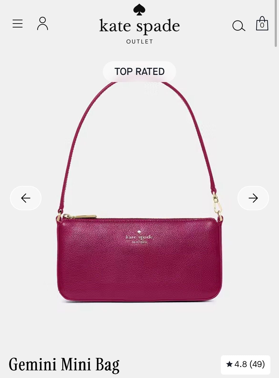 Kate Spade Gemini MiniConvertible Wristlet Dark Raspberry Pink Leather KP134 NEW 11
