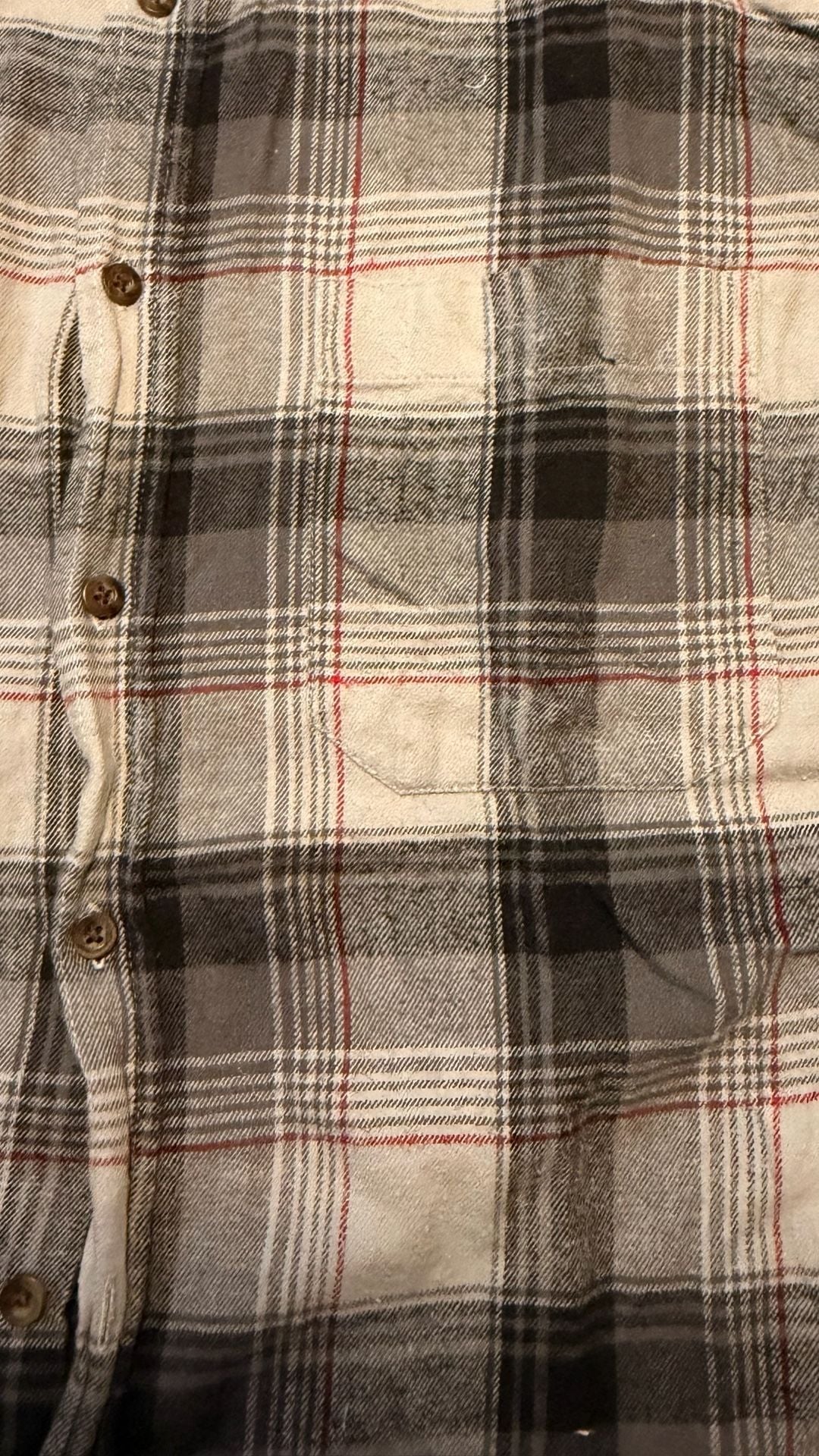 Faded Glory Plaid Flannel Shirt Size L 42/44 Gray Black Cotton Button Down 3