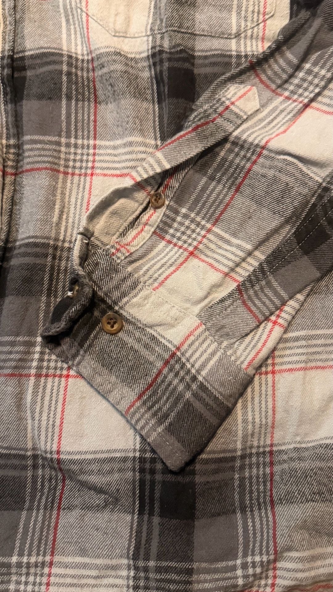 Faded Glory Plaid Flannel Shirt Size L 42/44 Gray Black Cotton Button Down 4