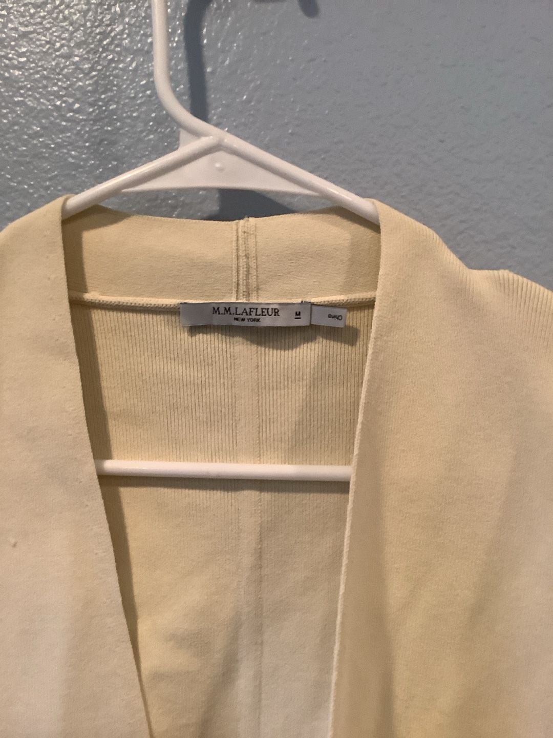 M.M. LaFleur Cardigan Size M Ivory Open Front Knit Jacket 3