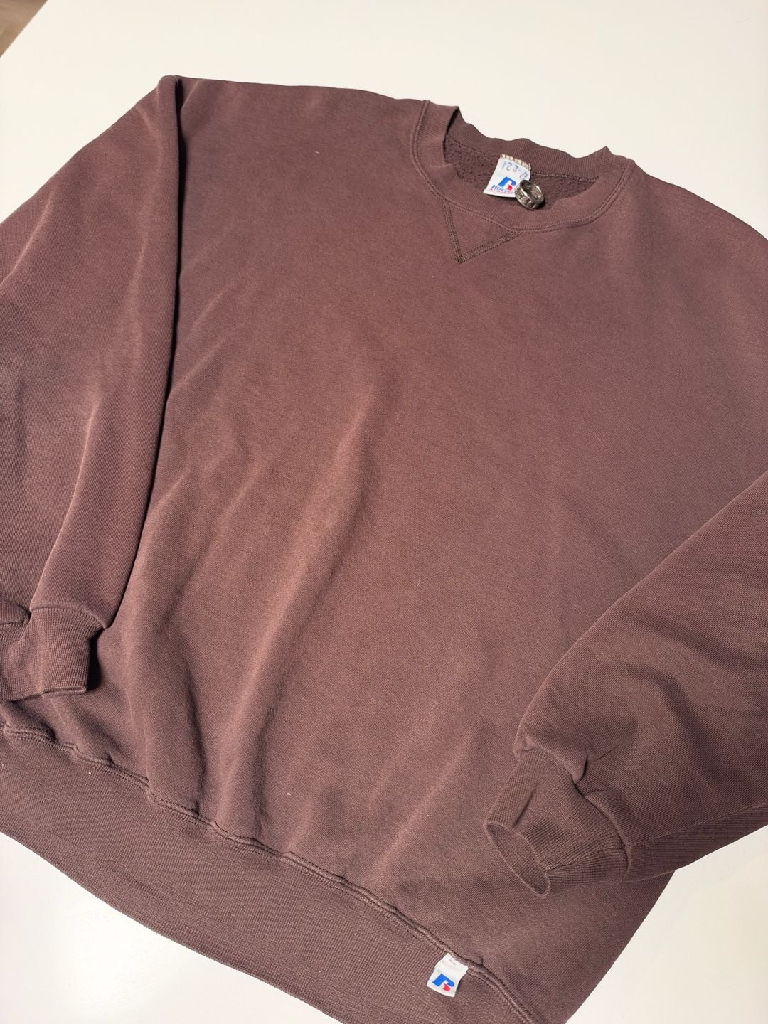 Russell Athletic Sweatshirt Size XXL Brown Vintage Crewneck V-Insert 2