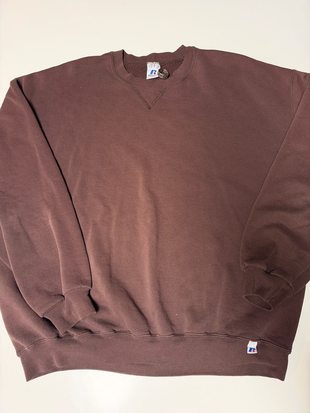 Russell Athletic Sweatshirt Size XXL Brown Vintage Crewneck V-Insert 3