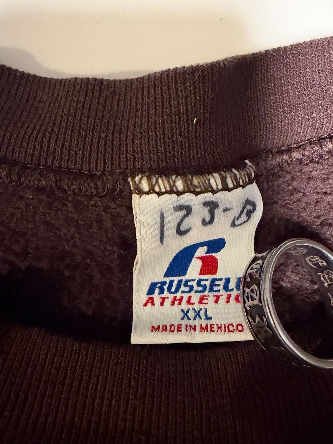 Russell Athletic Sweatshirt Size XXL Brown Vintage Crewneck V-Insert 4
