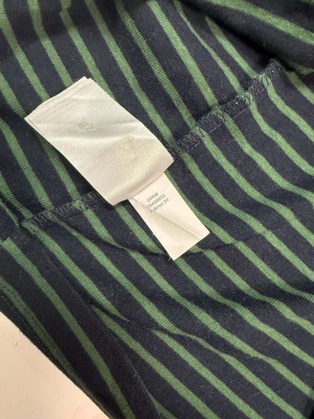 Eddie Bauer Women's Striped Turtleneck Size L Heritage Americana Old Money Quiet Luxury Preppy Indie Vanguard Navy Forest Green Stripe Long Sleeve Cotton Jersey Fall Holiday 2024 Layering Top Fitted Stretch 9