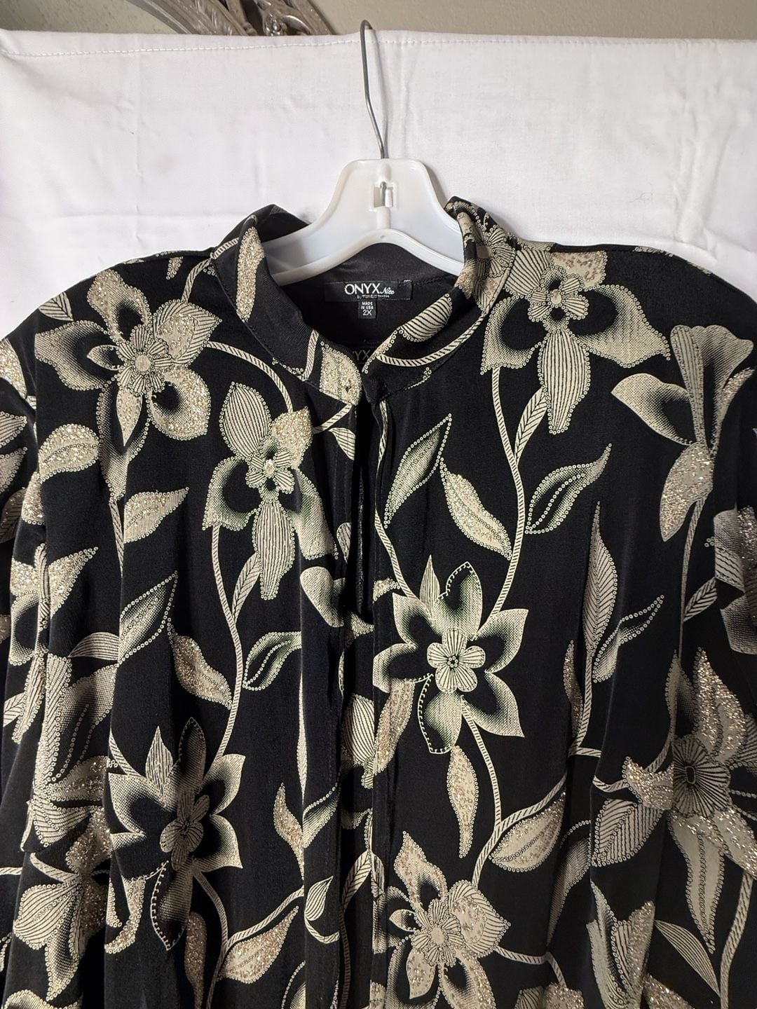 ONYX Nite 2-Piece Top & Jacket Set Size 2X Black Gold Floral 3