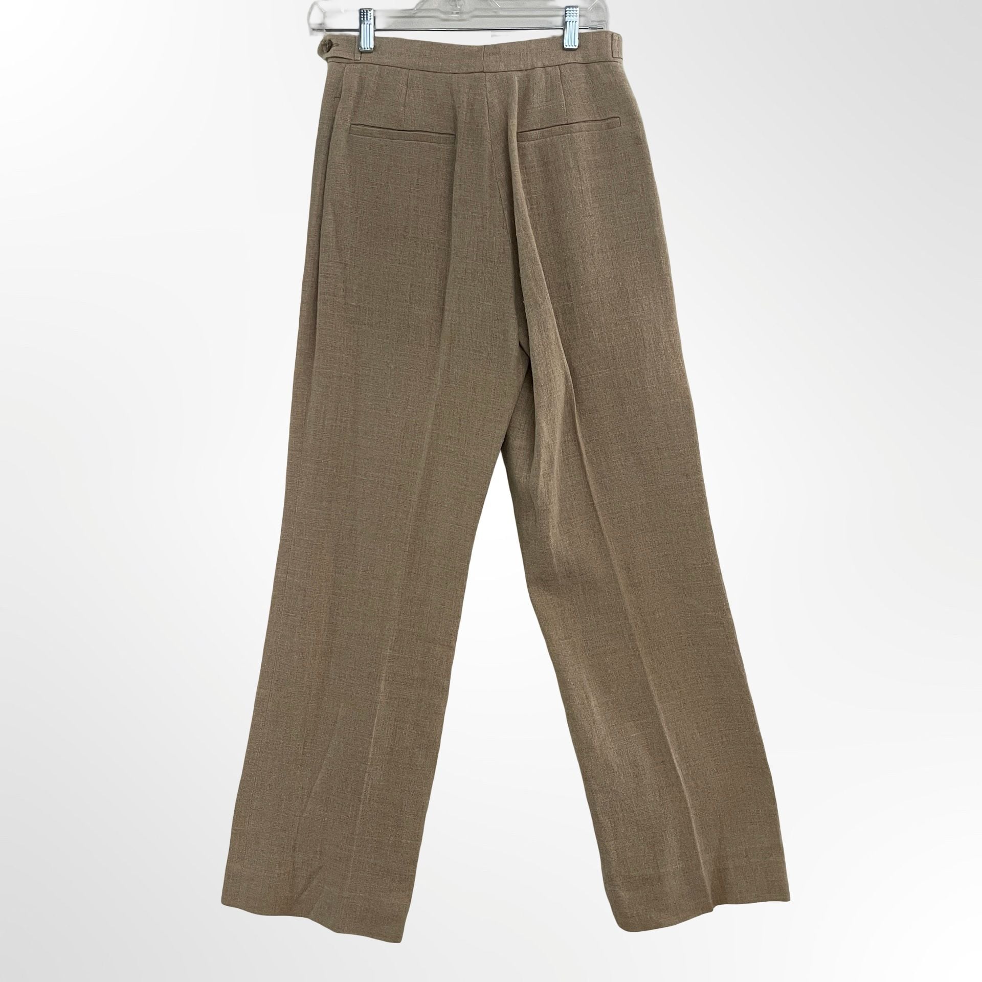 DKNY Vintage Linen Pants Size 8 Brown Straight Leg 90s Made in Italy 4