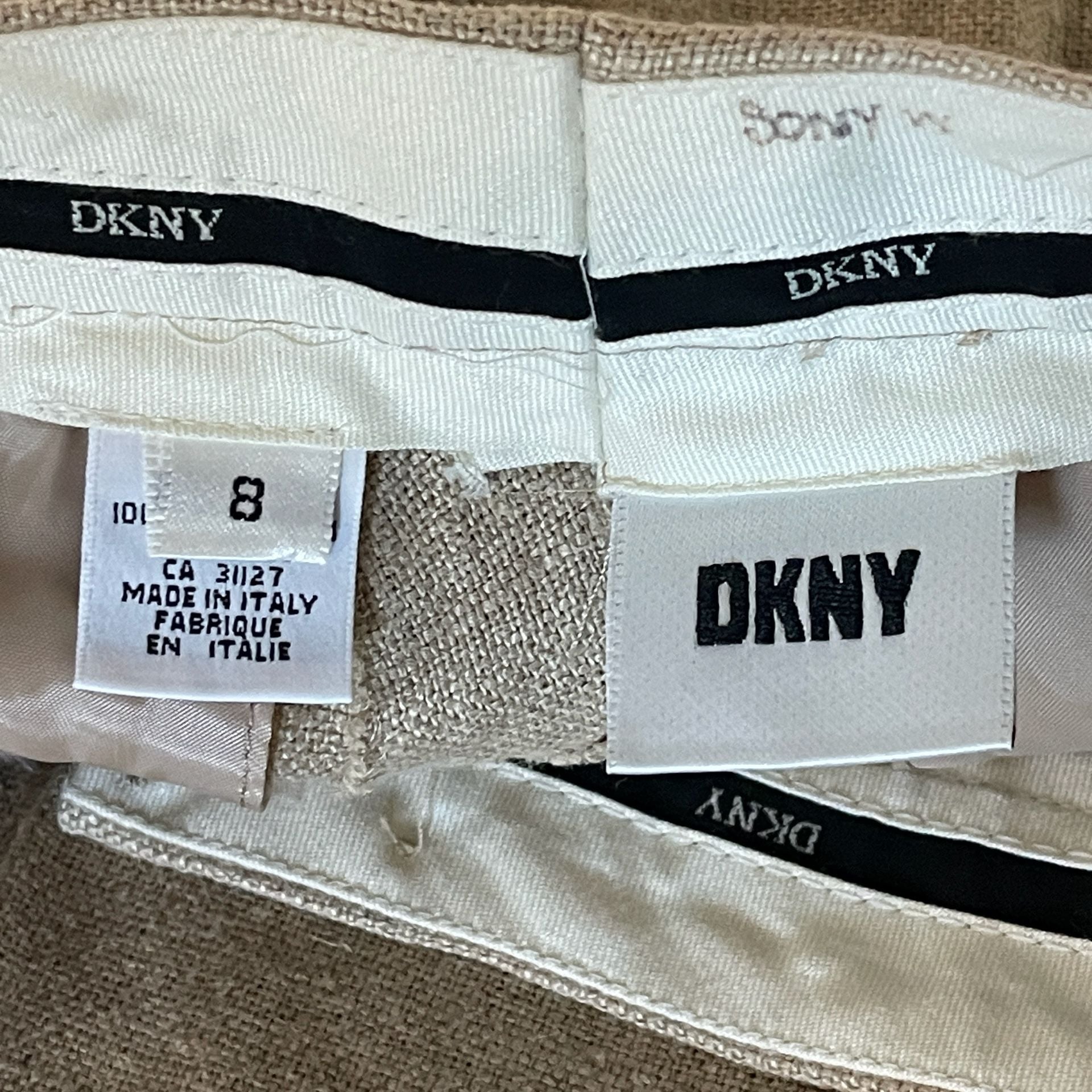 DKNY Vintage Linen Pants Size 8 Brown Straight Leg 90s Made in Italy 5