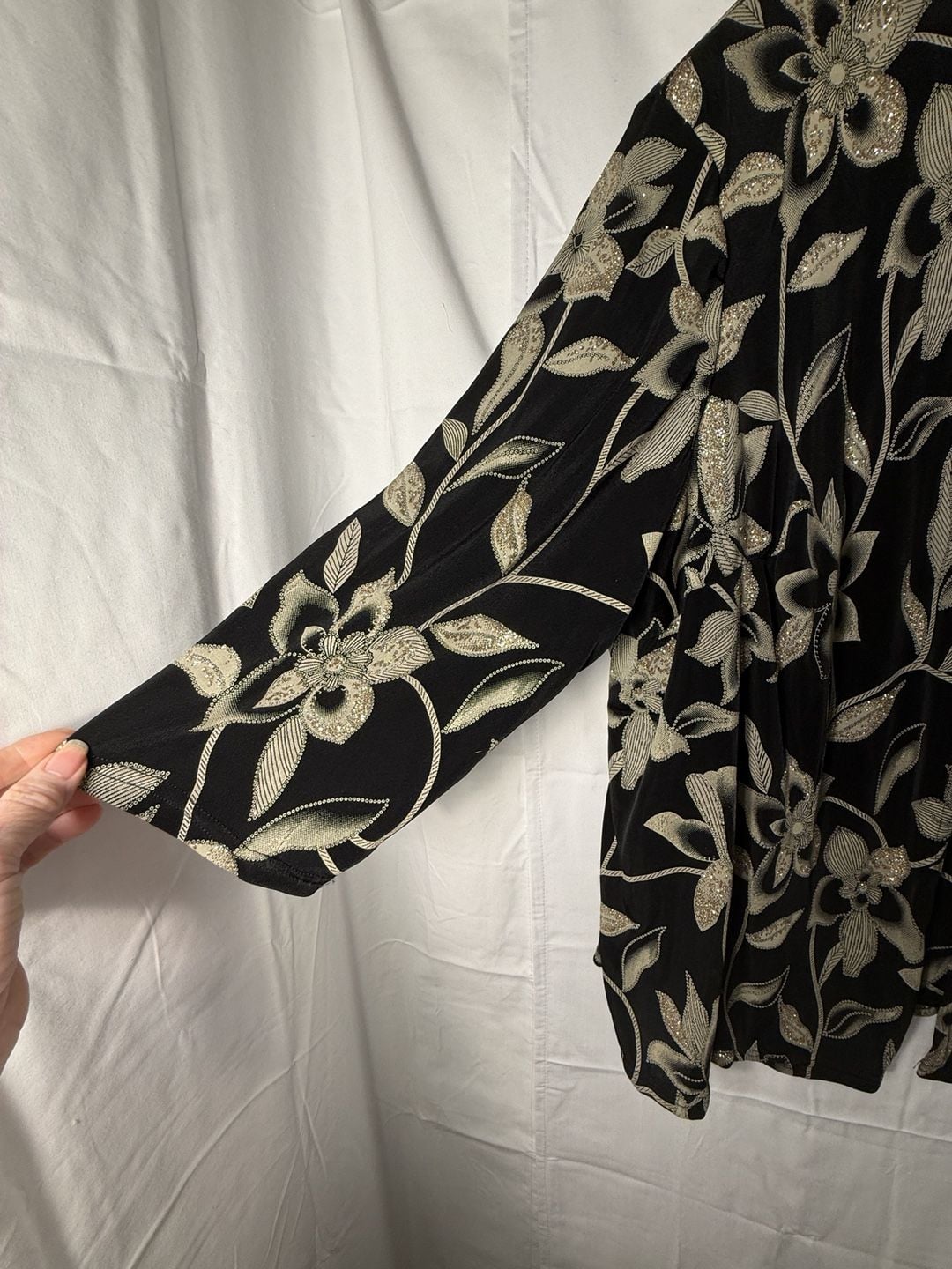 ONYX Nite 2-Piece Top & Jacket Set Size 2X Black Gold Floral 4