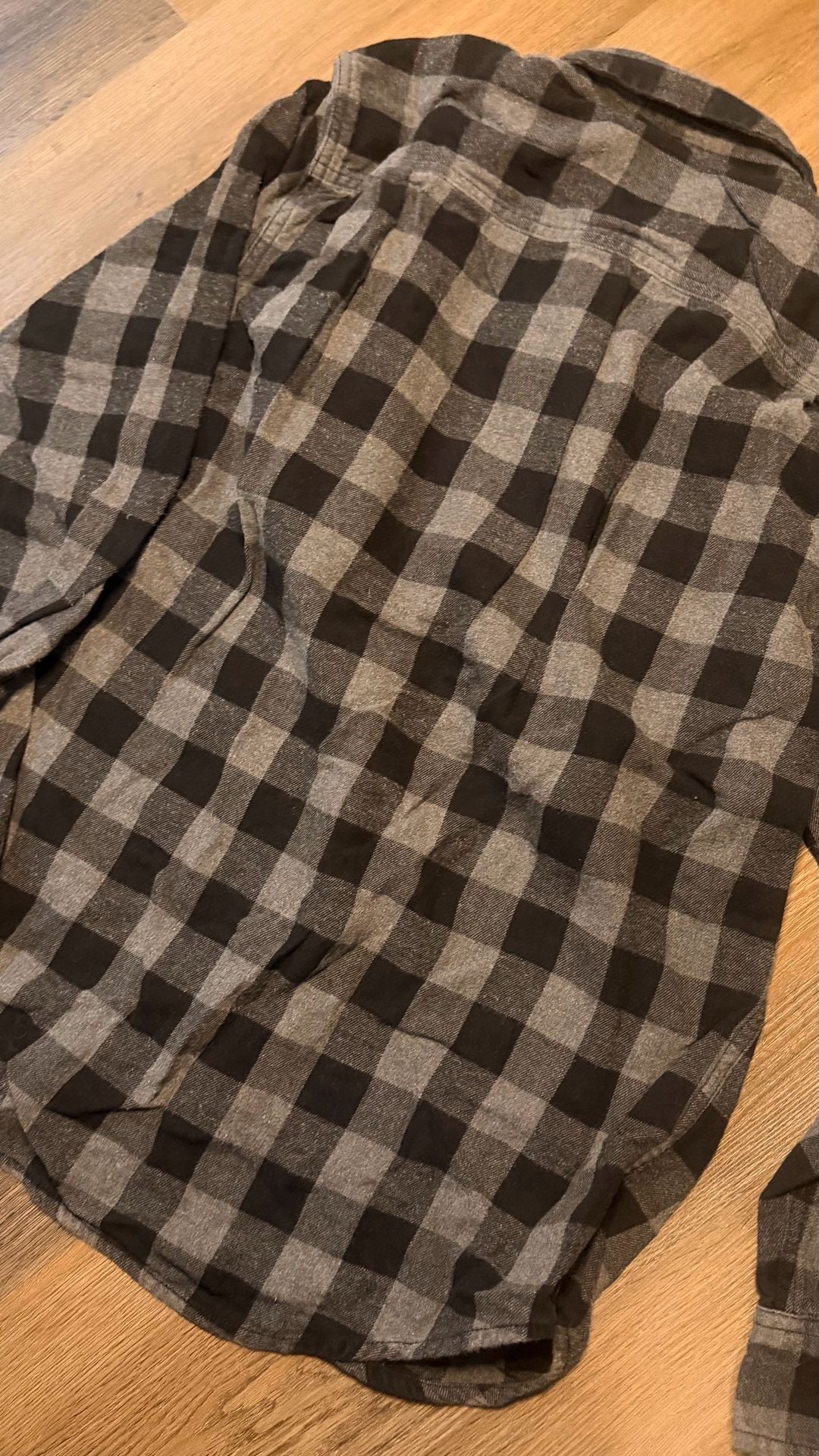 Faded Glory Buffalo Plaid Flannel Shirt Size S 34-36 Gray Black Long Sleeve 3