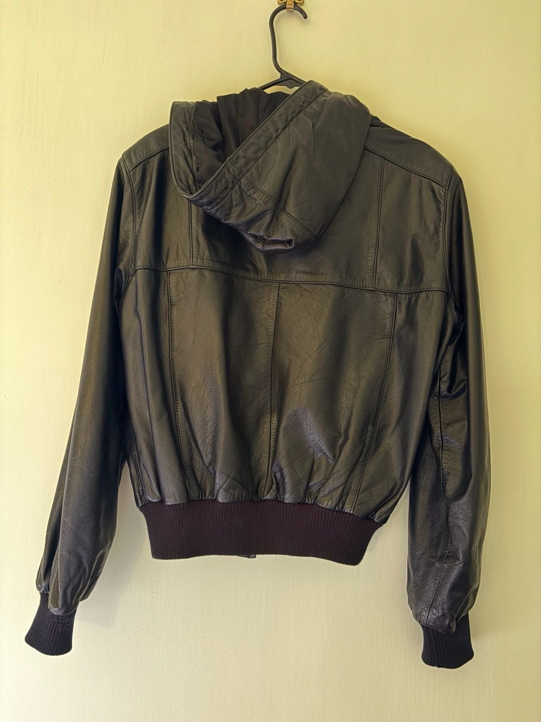 Casablanca Leather Bomber Jacket Size 44 Black Hooded 7
