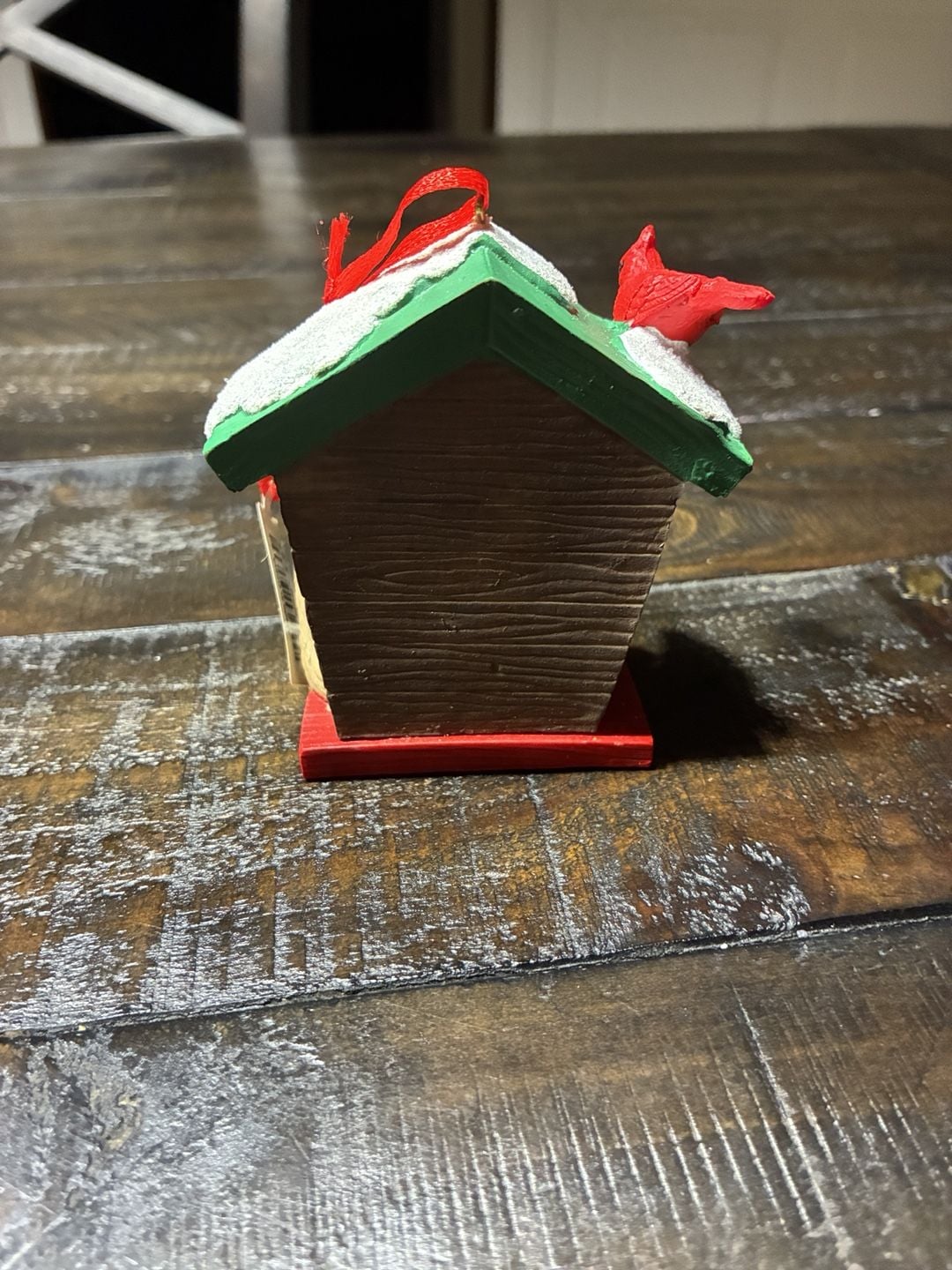 Christmas Ornament Cat In Birdhouse With Cardinal Holiday Decor 3