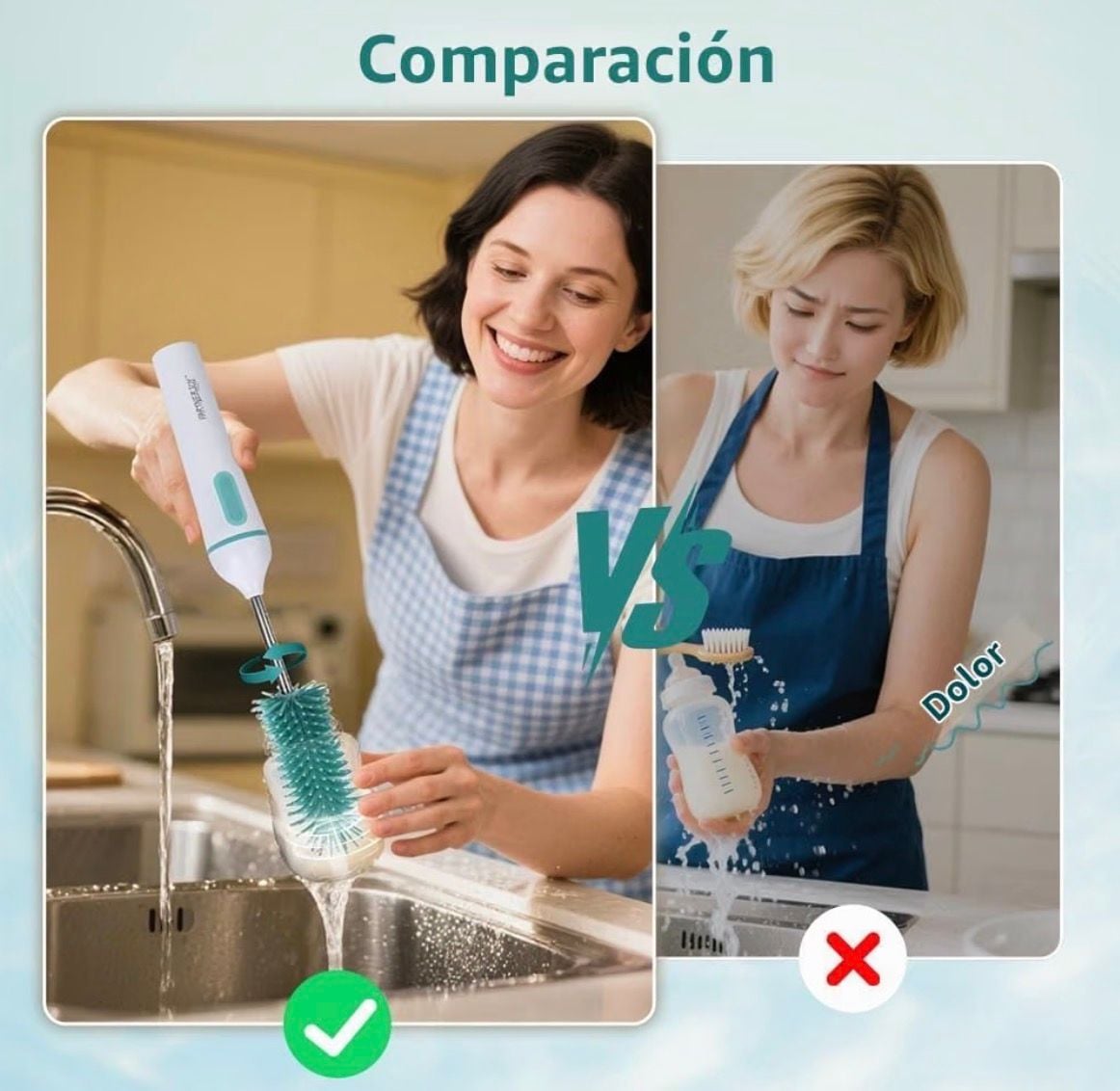 Electric Washing Brush Bottle Cleaner Set White Green New 2