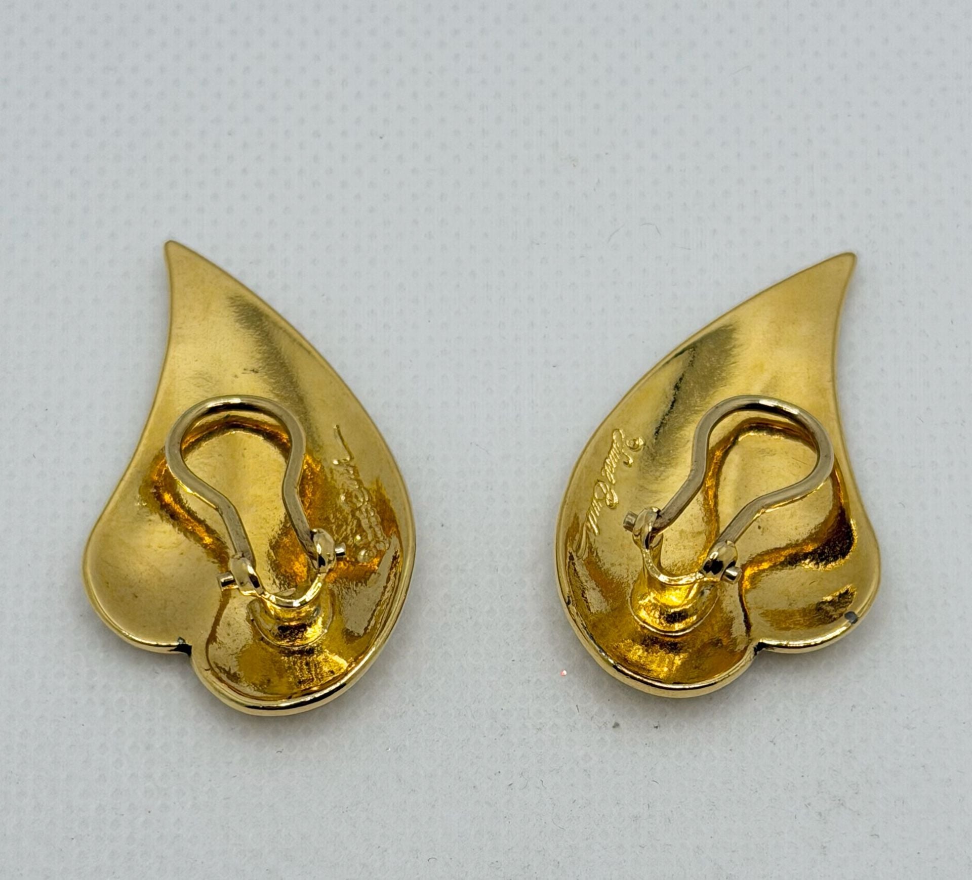 Vintage Retro Laurel Burch Gold Tone Leaf Clip-On Earrings 3