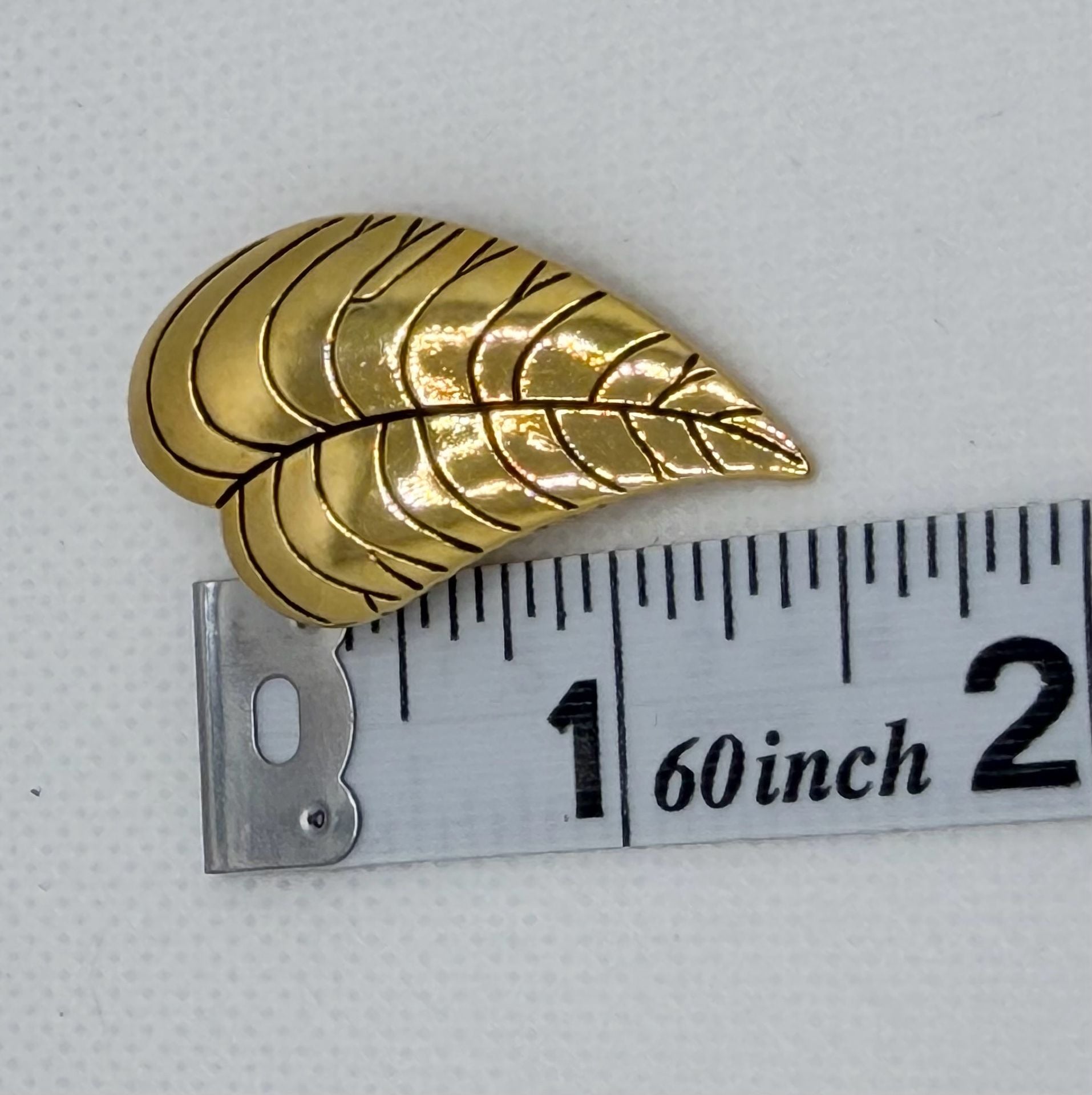 Vintage Retro Laurel Burch Gold Tone Leaf Clip-On Earrings 5