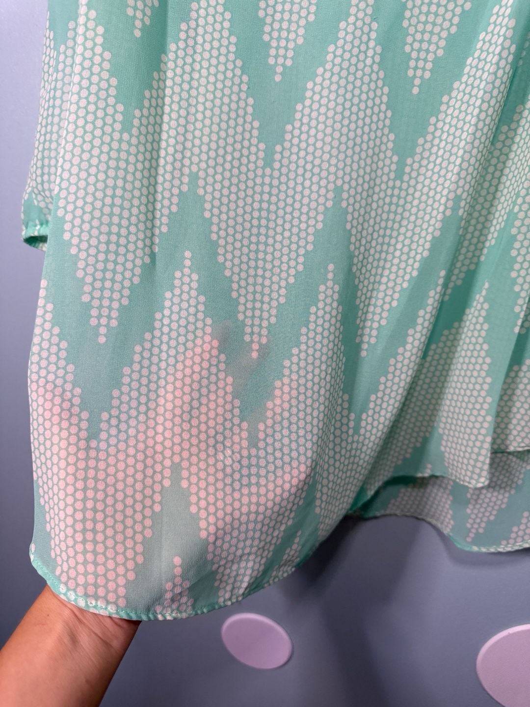 Maurices Cold Shoulder Blouse Size M Mint Green White Chevron 4
