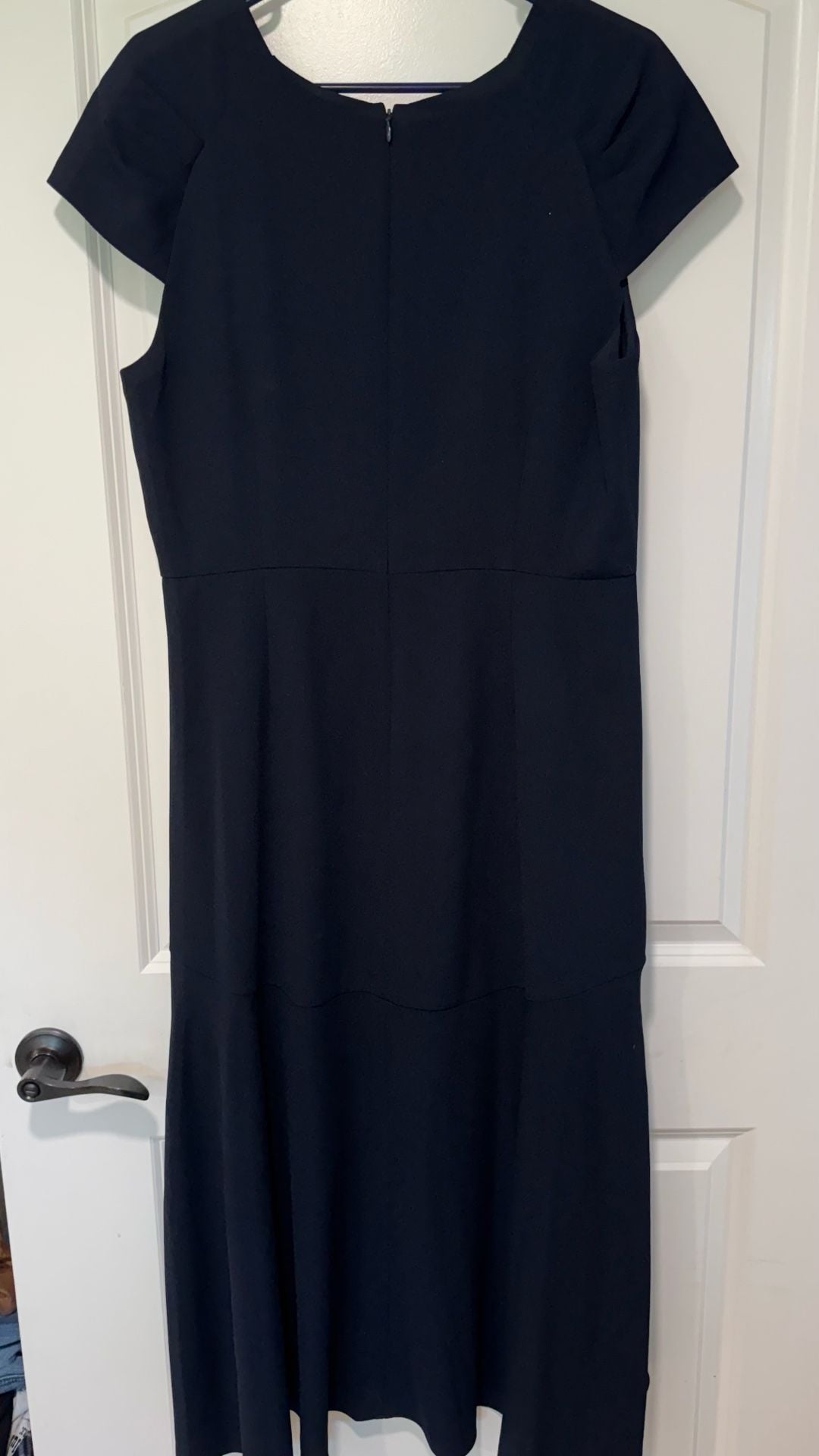 Adrianna Papell Navy Blue Asymmetrical Midi Dress Formal Wedding Guest Size 16 3