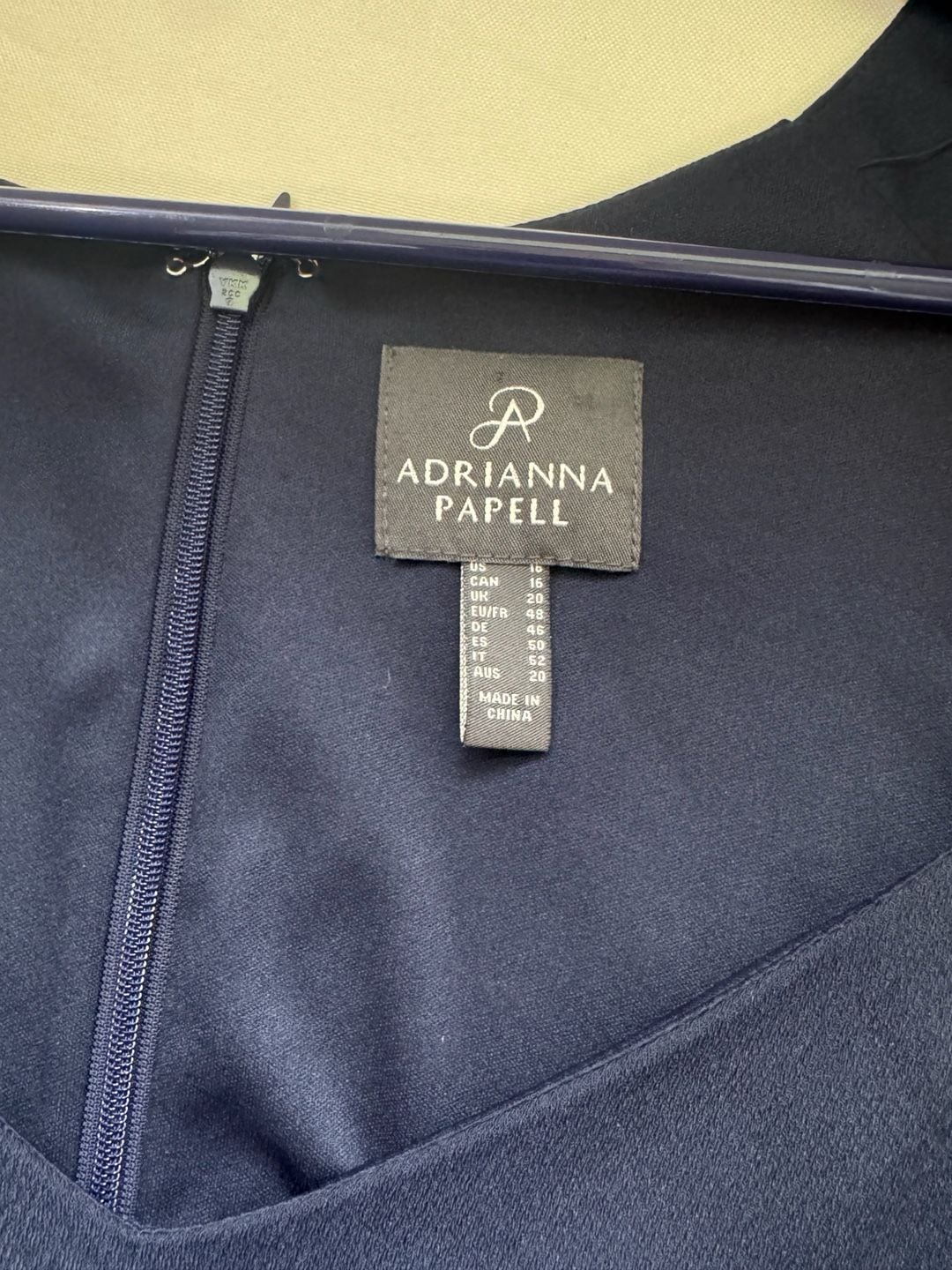 Adrianna Papell Navy Blue Asymmetrical Midi Dress Formal Wedding Guest Size 16 5