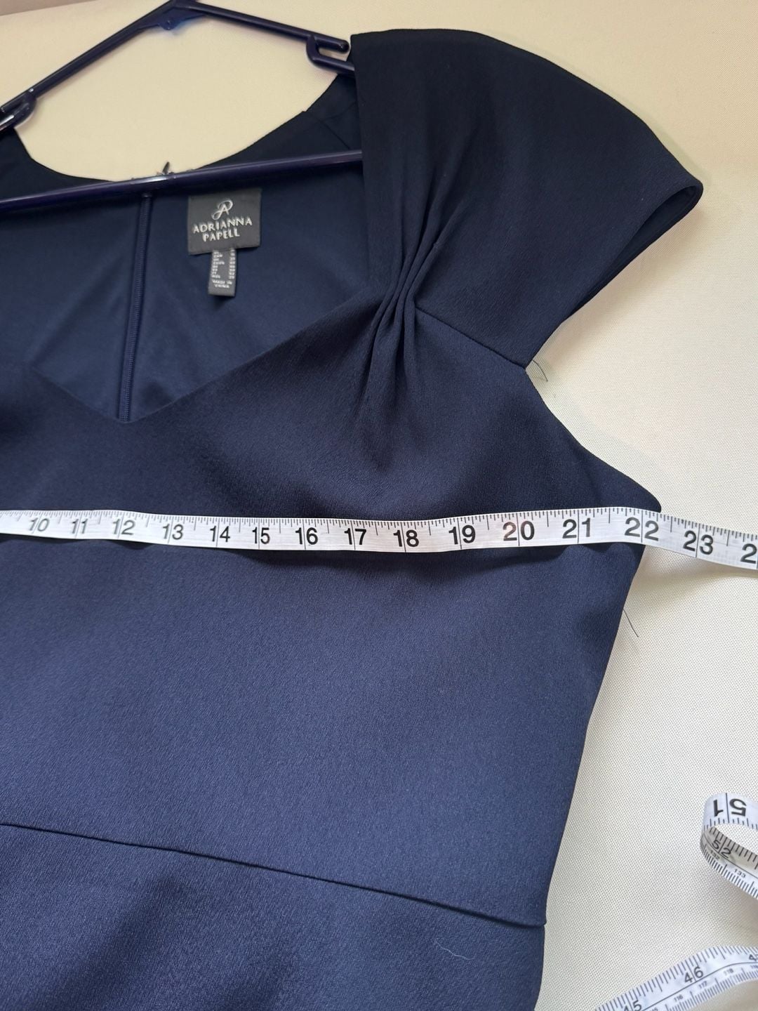 Adrianna Papell Navy Blue Asymmetrical Midi Dress Formal Wedding Guest Size 16 6