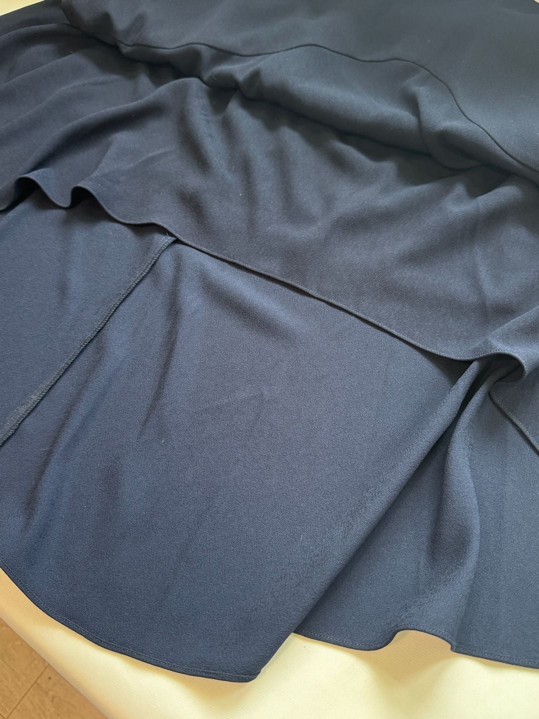 Adrianna Papell Navy Blue Asymmetrical Midi Dress Formal Wedding Guest Size 16 7