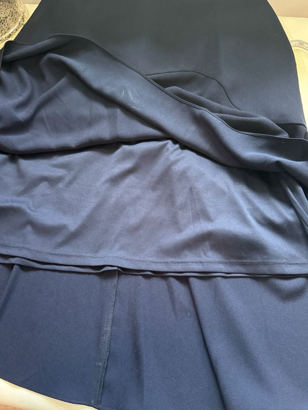 Adrianna Papell Navy Blue Asymmetrical Midi Dress Formal Wedding Guest Size 16 8