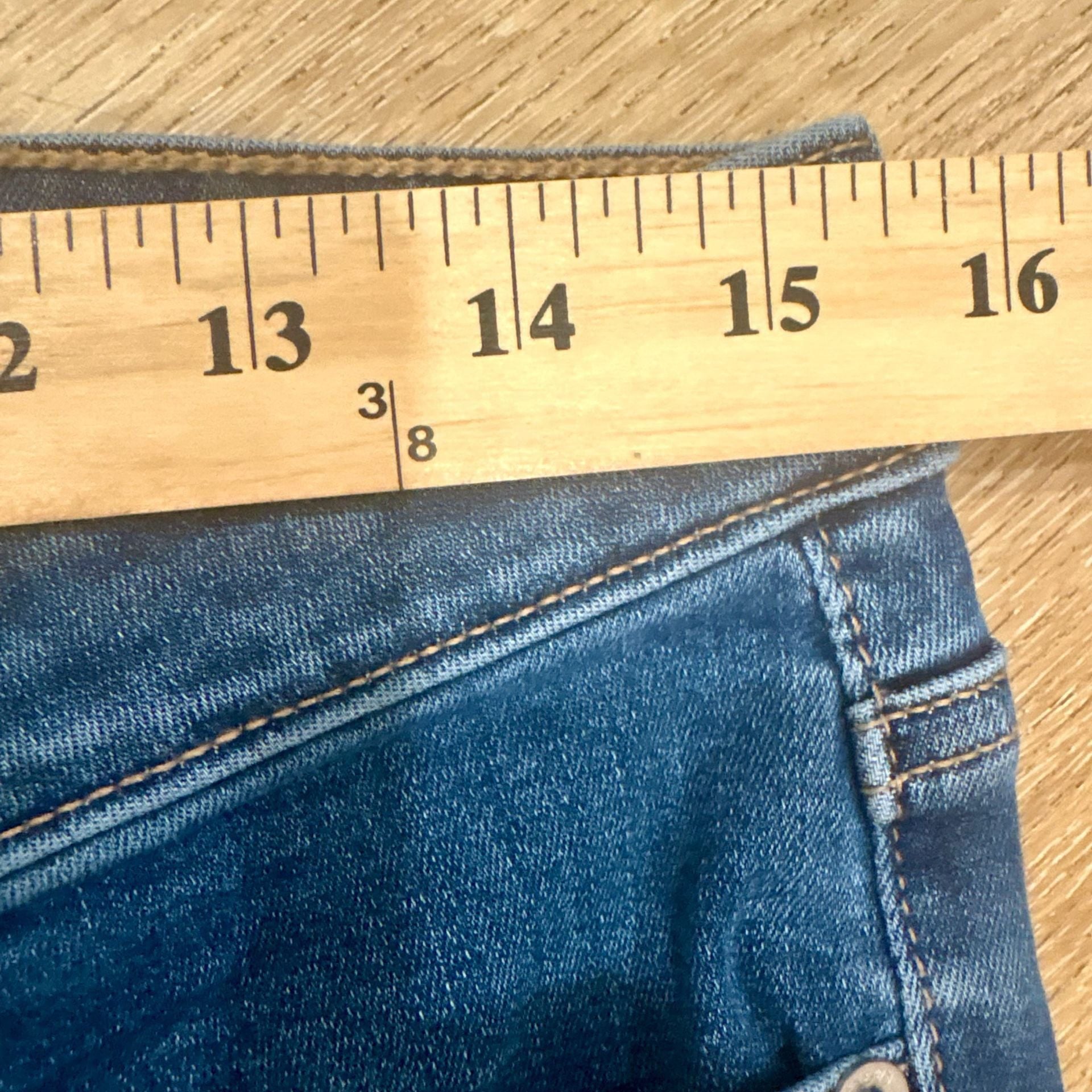 American Eagle Kick Bootcut Jeans Size 8 X Short High Rise Raw Hem Stretch Blue 8
