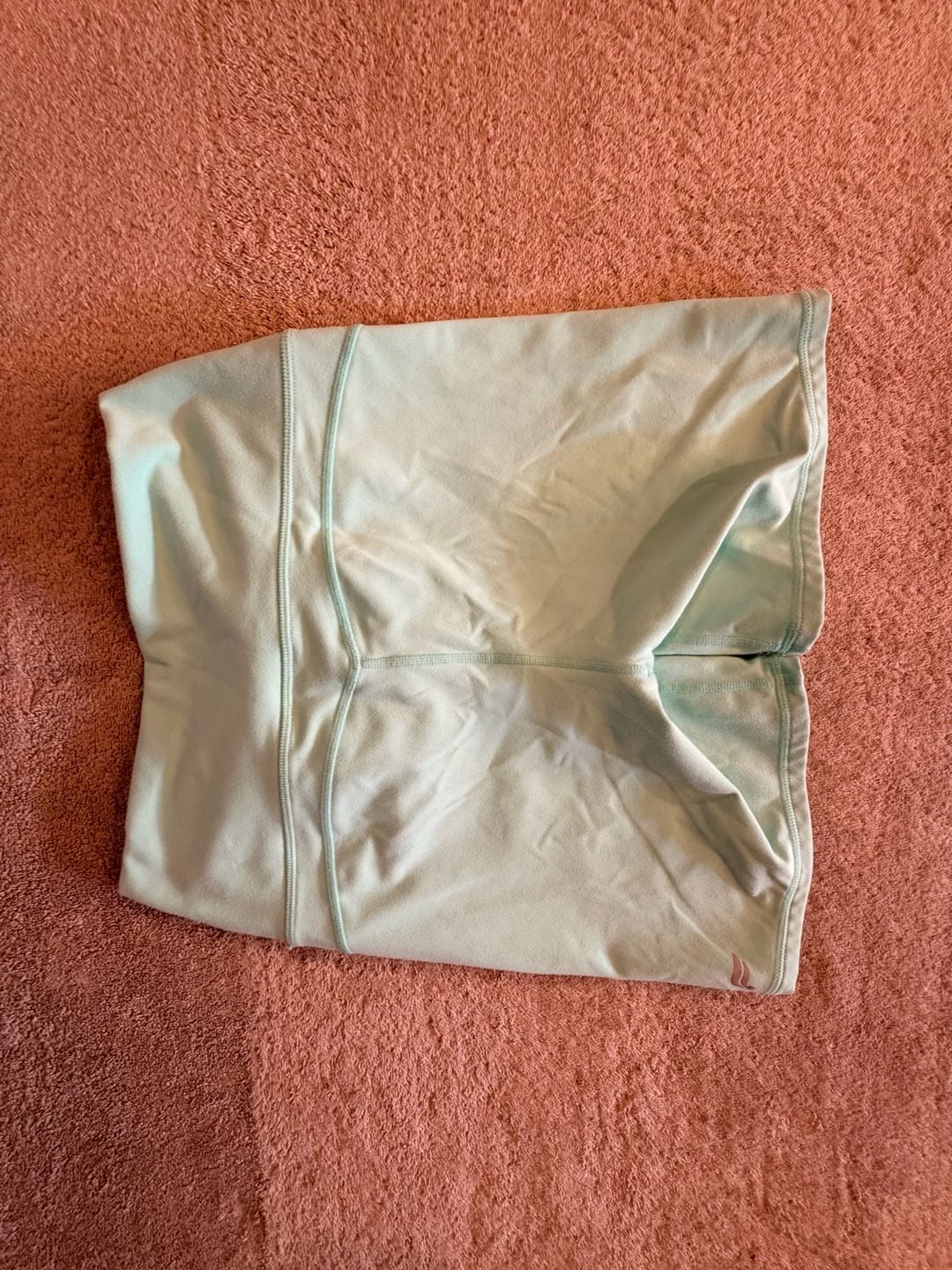 Fabletics PureLuxe Biker Shorts Mint Green Ruched Drawstring 4