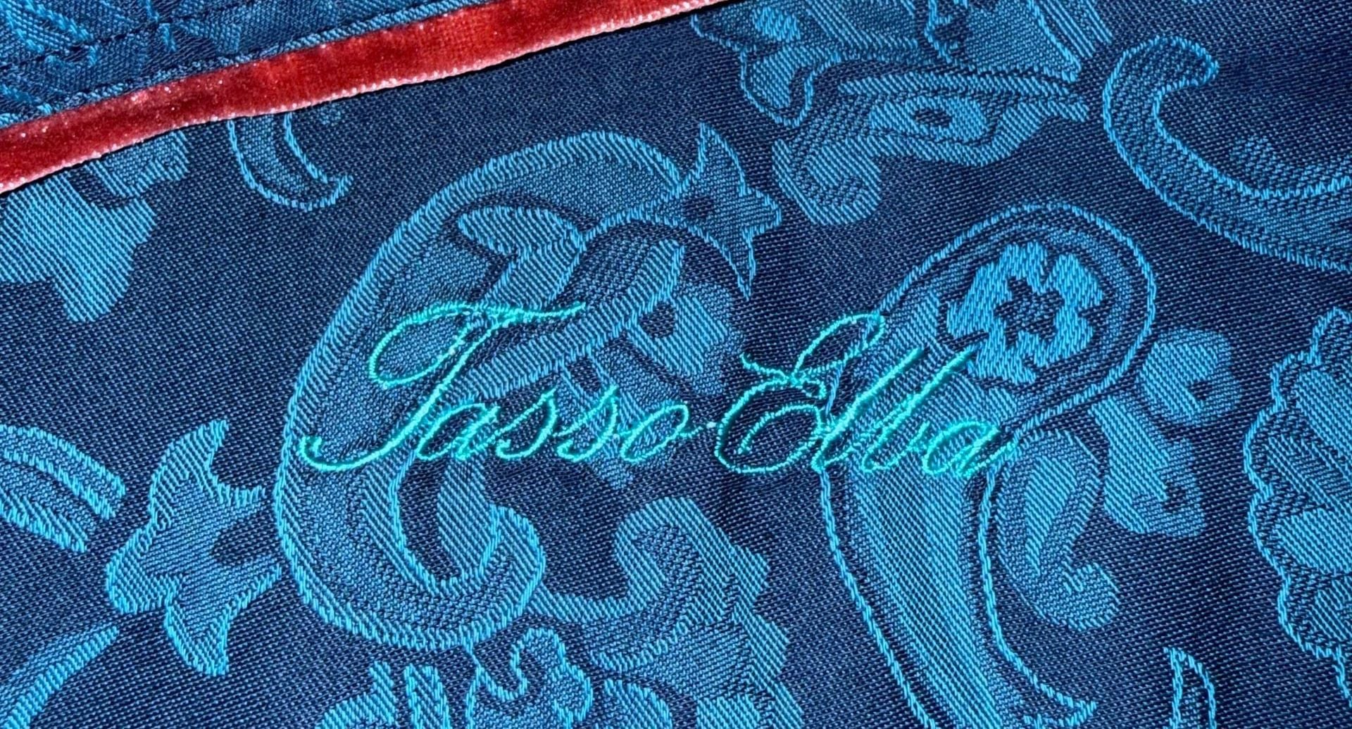 100% Cotton Tasso Elba Blue Paisley Dress Shirt Size L 16-16.5 4