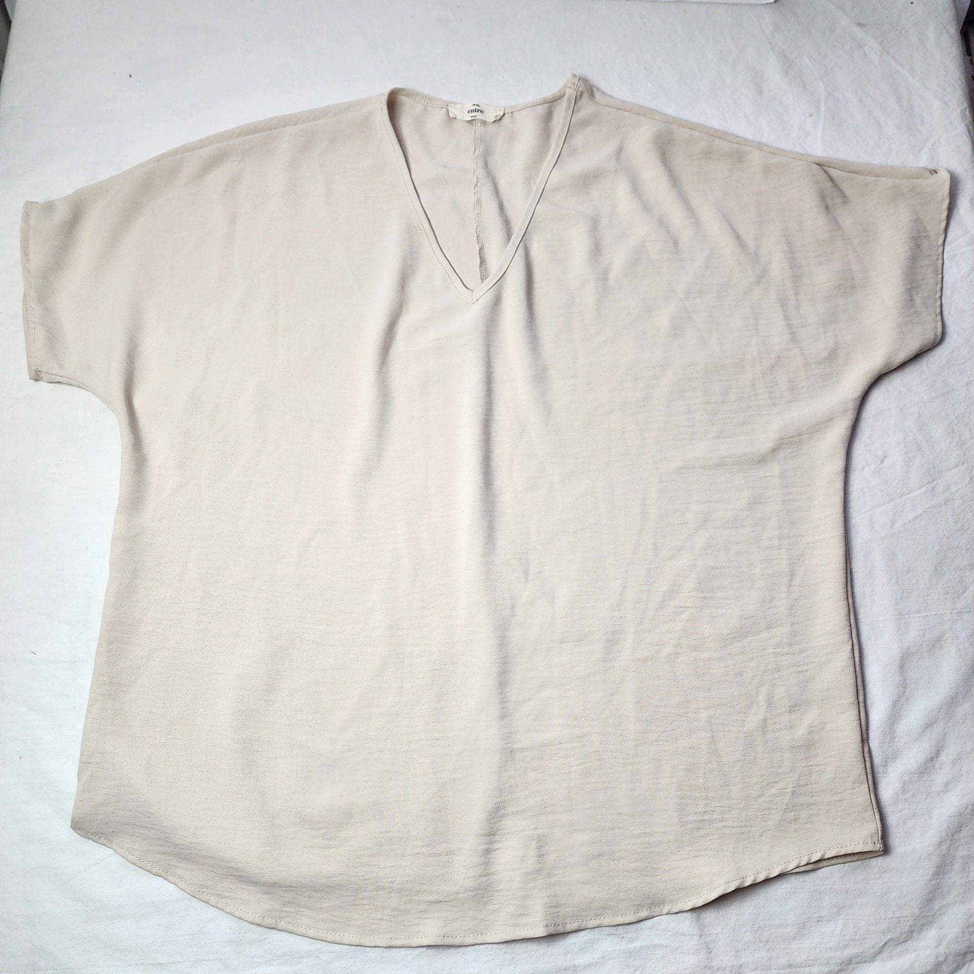 Entro V-Neck Short Sleeve Top Cream 2XL 2