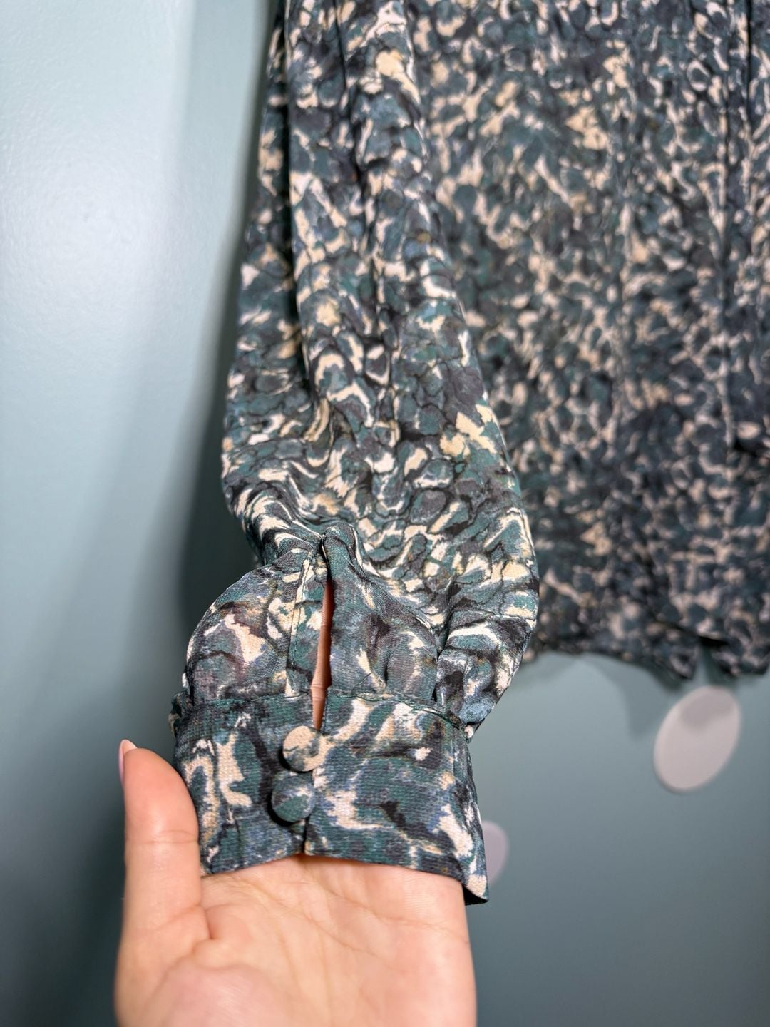 Zac & Rachel Blouse Size L Multicolor Animal Print Long Sleeve 3