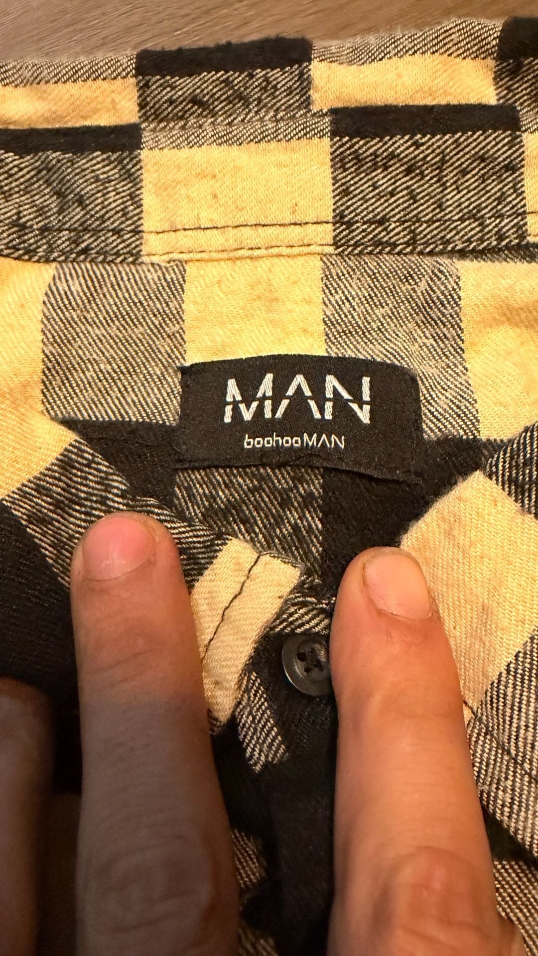 BoohooMAN Buffalo Plaid Flannel Button-Down Shirt Yellow Black 2