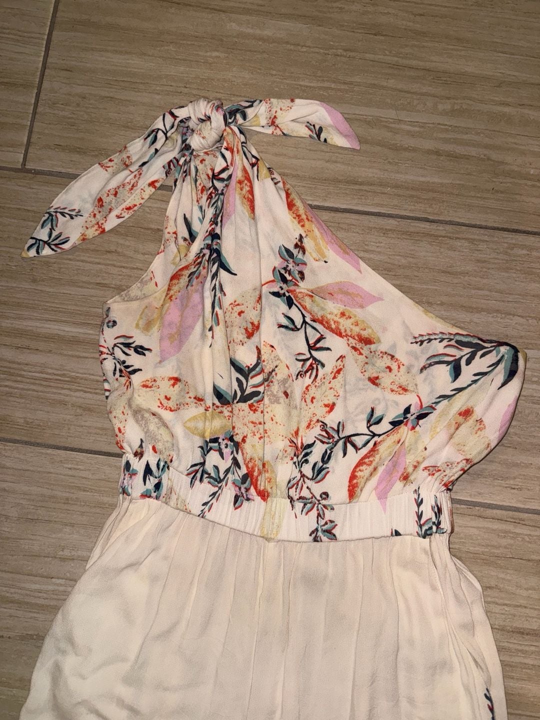 Free People One Shoulder Jumpsuit Size S Floral Leaf Print 4