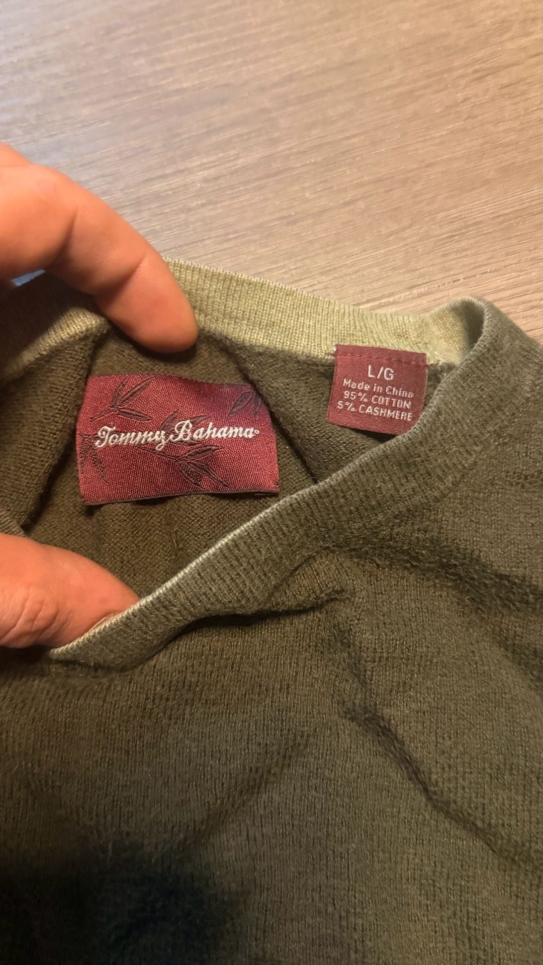 Tommy Bahama Sweater Size L/G Green Cotton Cashmere 1