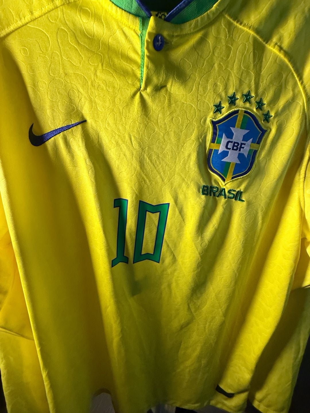 Nike Neymar Jr Brazil Home Long Sleeve Jersey Size 2XL Yellow 10
