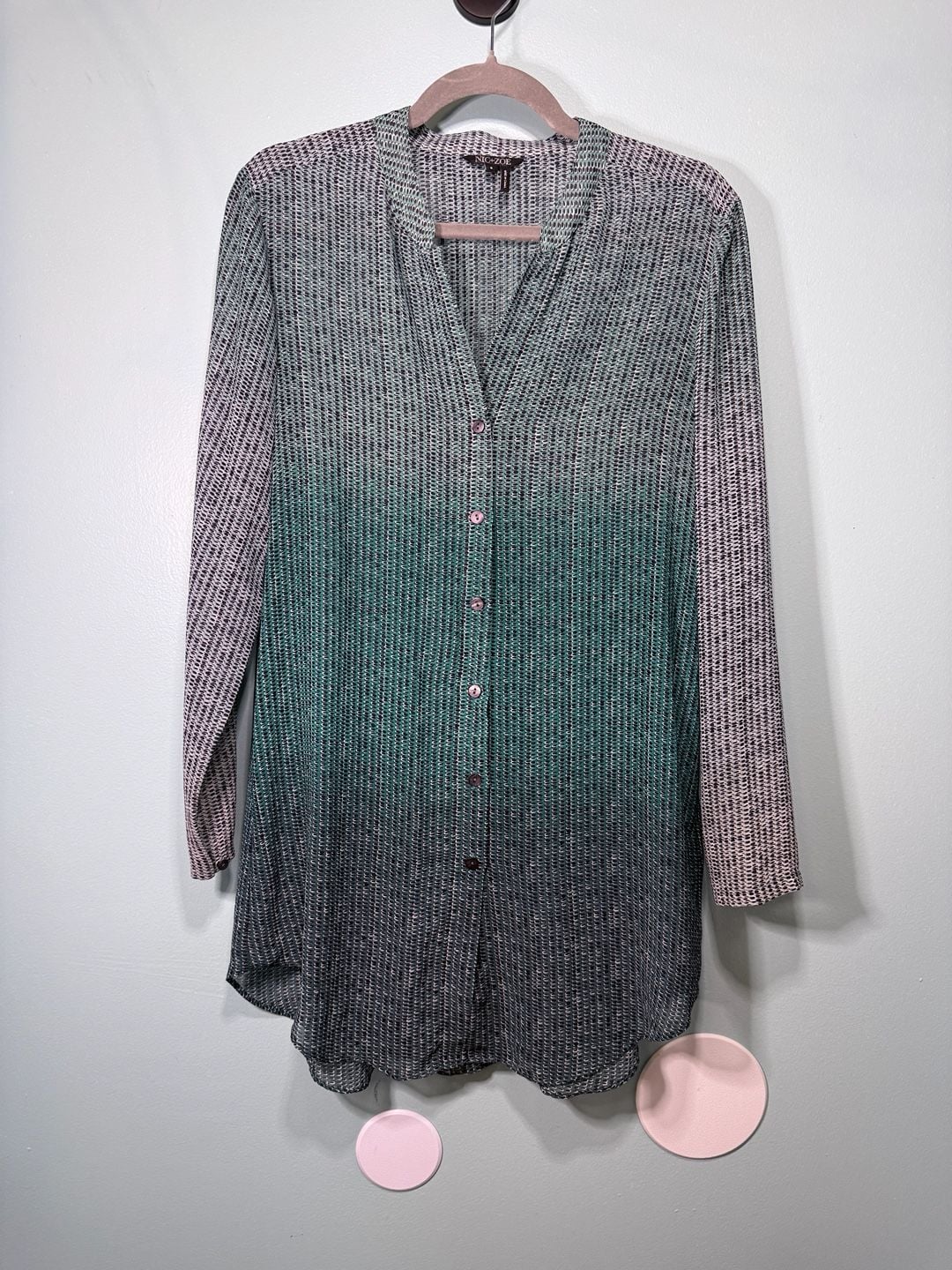 NIC+ZOE Ombre Button Down Shirt Size L 2