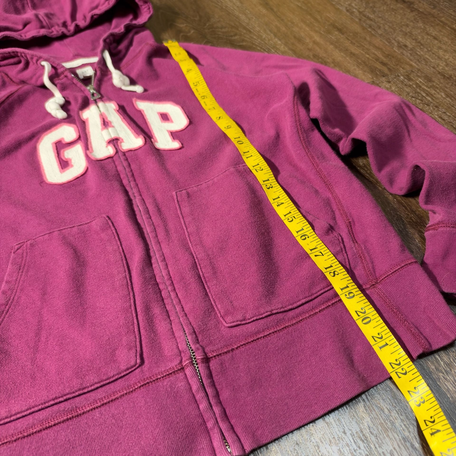 Vintage Gap Arch Logo Full Zip Hoodie Magenta Pink Size M 3