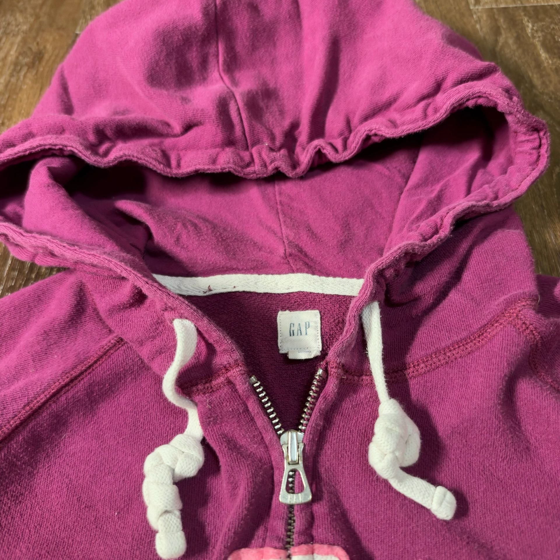 Vintage Gap Arch Logo Full Zip Hoodie Magenta Pink Size M 5