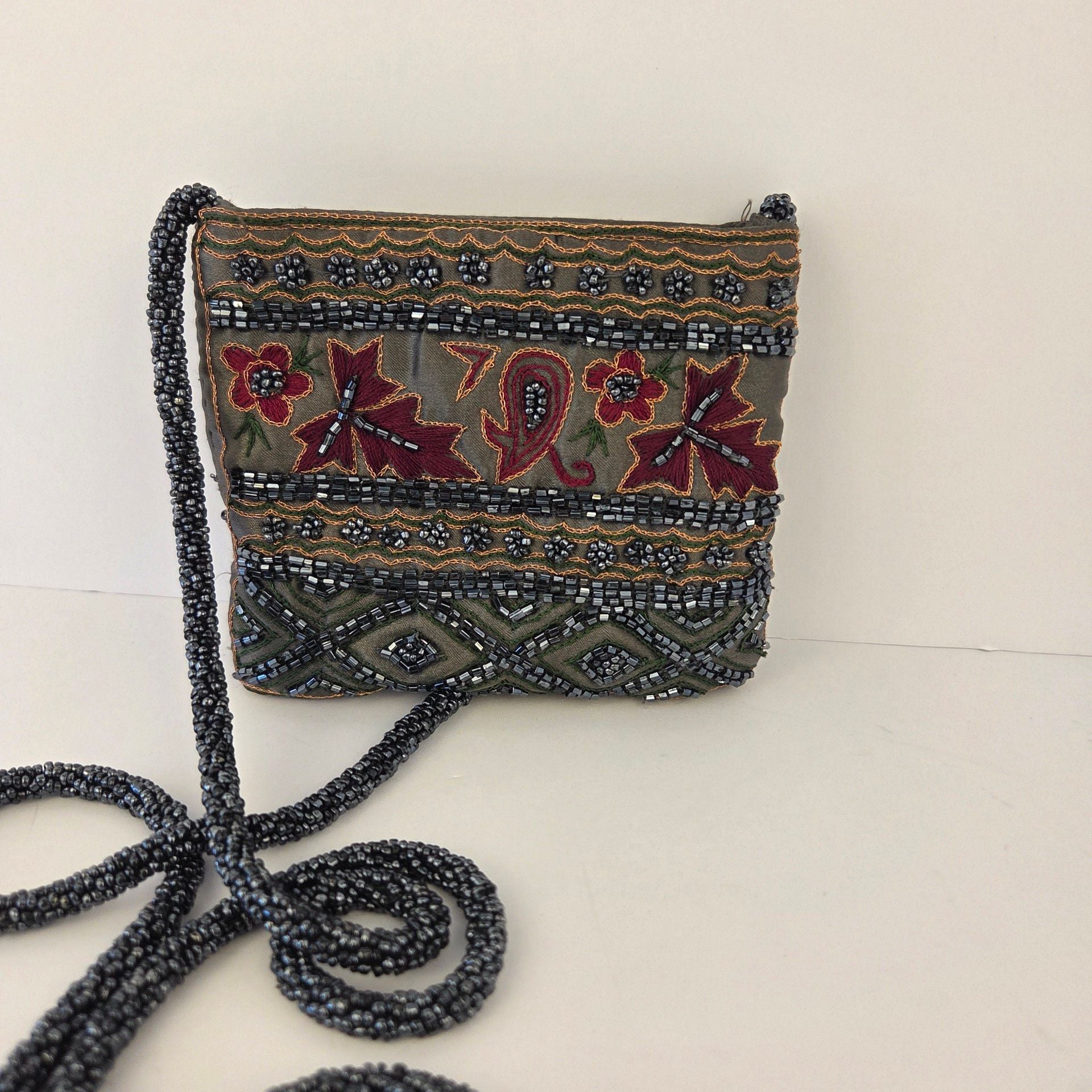 Vintage Target Y2K Beaded Crossbody Bag Embroidered Floral 3