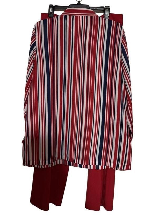 2 pc outfit TravelSmith Button Up Shirt Size L and red pants 2