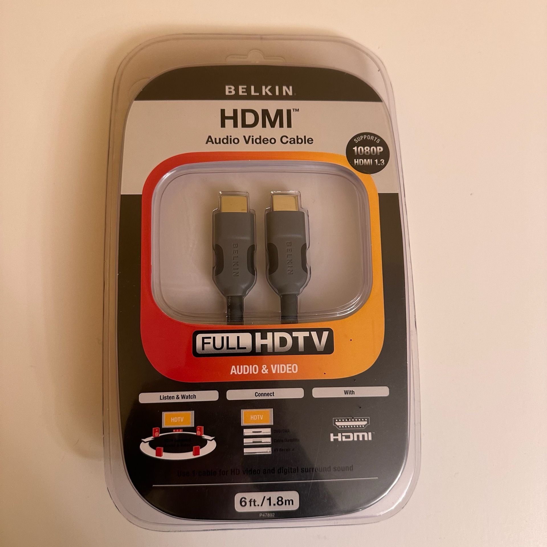 Belkin HDMI Audio Video Cable 6ft Full HDTV 1080p HDMI 1.3 New Sealed 1