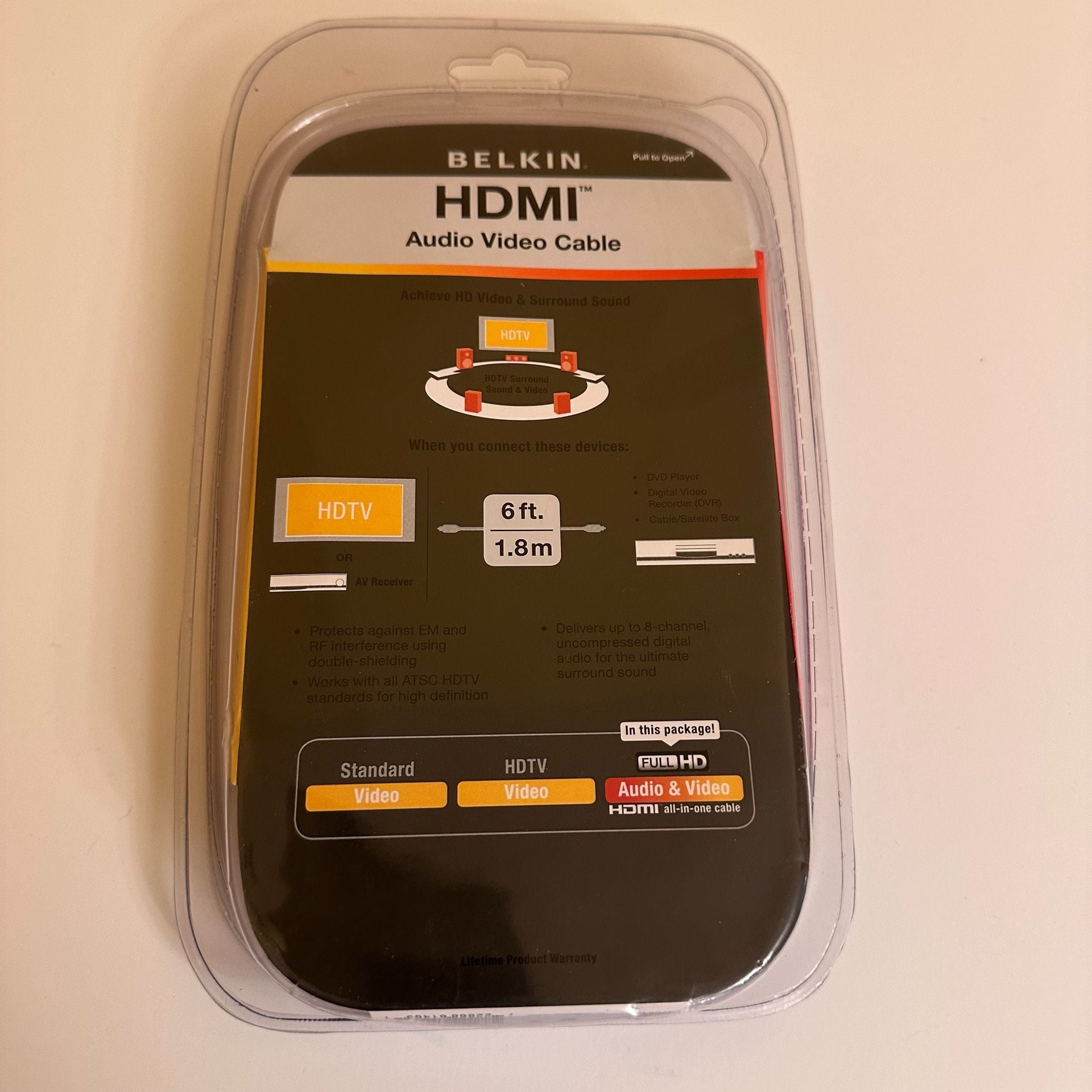 Belkin HDMI Audio Video Cable 6ft Full HDTV 1080p HDMI 1.3 New Sealed 2